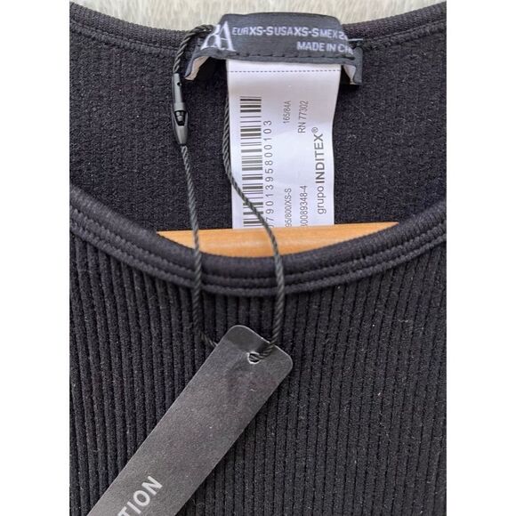 NWT Zara Black Ribbed Limitless Contour Collection Cutout Jewel Bodysuit, XS-S - Picture 11 of 13